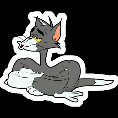 flattened tom cartoon sticker