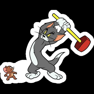 tom jerry hammer cartoon sticker