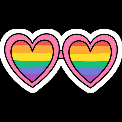 rainbow heart glasses LGBTQ sticker