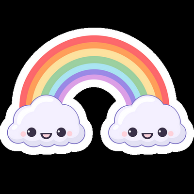 rainbow with cute smiling clouds LGBTQ sticker