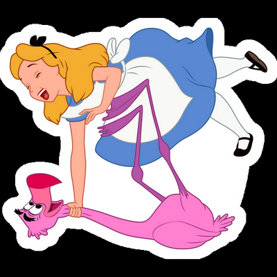 alice in wonderland flamingo Cartoon Sticker