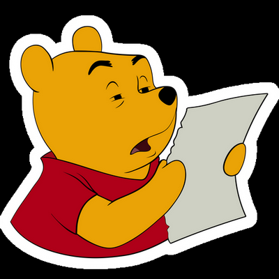 pooh squints at paper cartoon sticker