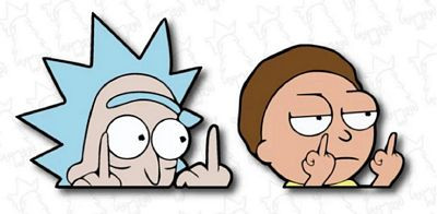 Rick and Morty Flip Off Peeking Sticker