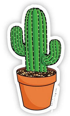 Round Mini Cactus plant flower sticker
