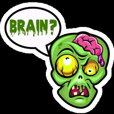 zombie asks about the brain sticker