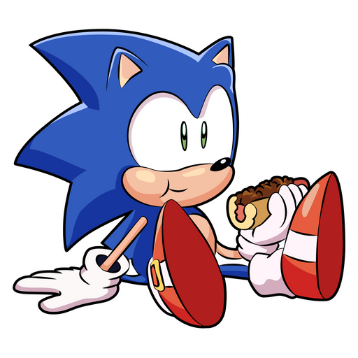 sonic hedgehog eating hot dog STICKER