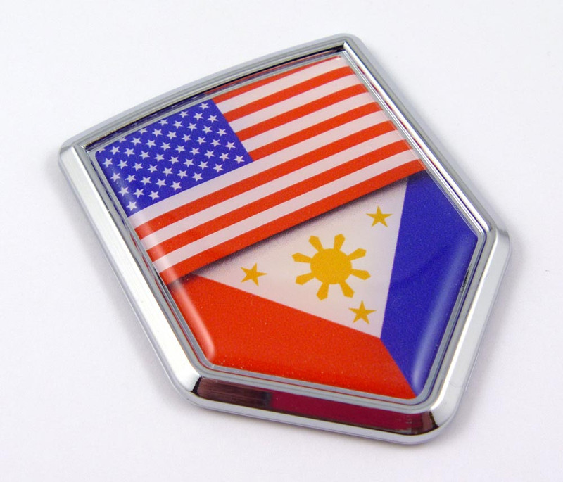 USA-Philippine 3D Adhesive Automobile Chrome Emblem