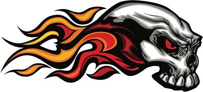 1 skull with flames RIGHT