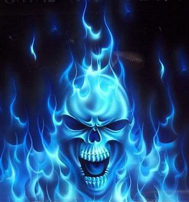 Skulls Blue Flame Square Sticker