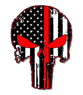 1 Thin Red Line Punisher Skull Maltese Cross Firefighter