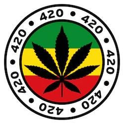 round 420 rasta marijuana flag STICKER