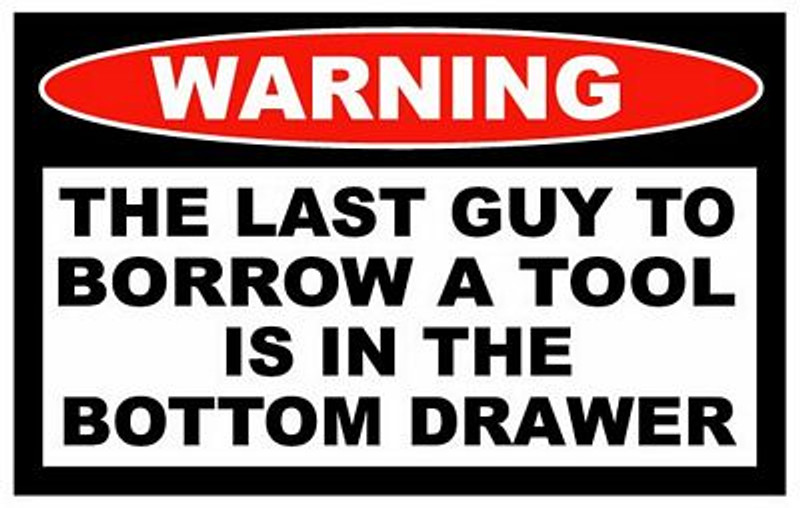 Bottom Tool Drawer Funny Warning Sticker Set