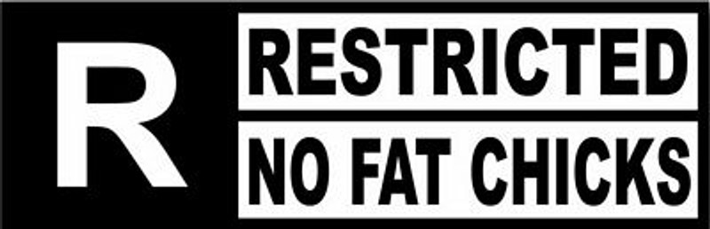 Rated No Fat Chicks Funny Warning Sticker Set