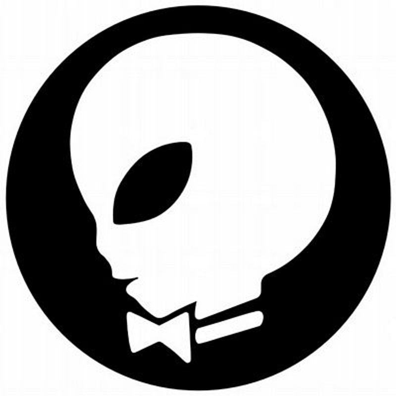 alien playboy decal black and white round sticker
