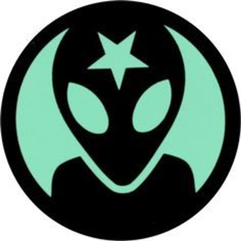 skater alien circular sticker teal