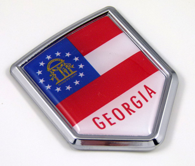 Georgia US state flag domed chrome emblem car badge decal