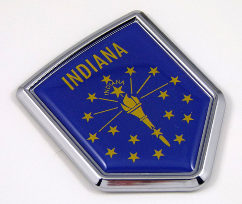 Indiana US state flag domed chrome emblem car badge decal