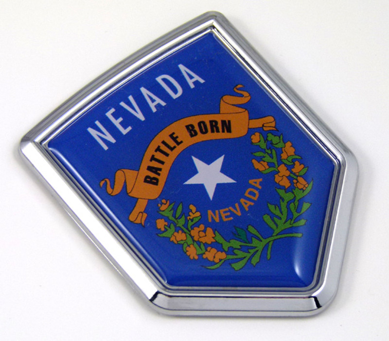 Nevada US state flag domed chrome emblem car badge decal