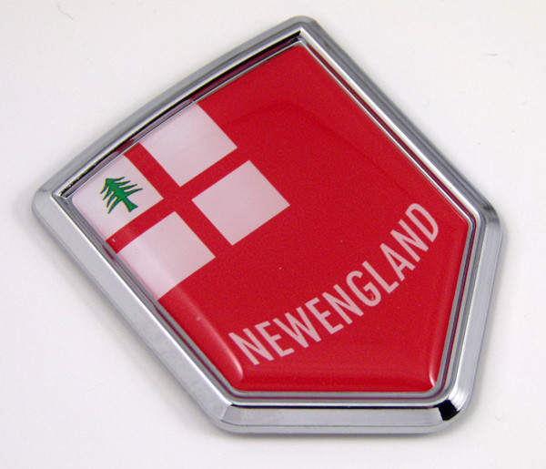 New England US state flag domed chrome emblem car badge decal