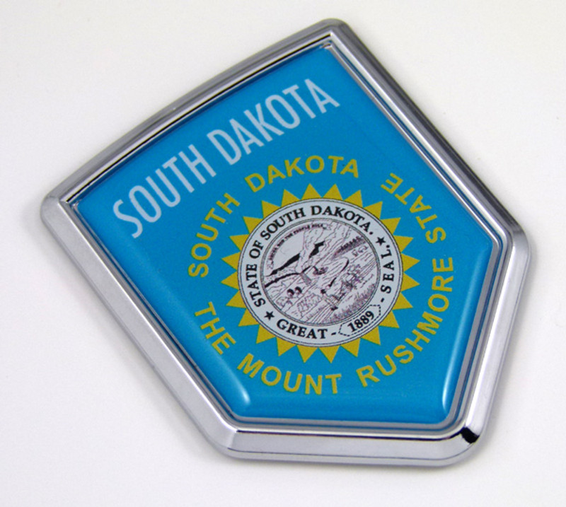 South Dakota US state flag domed chrome emblem car badge decal