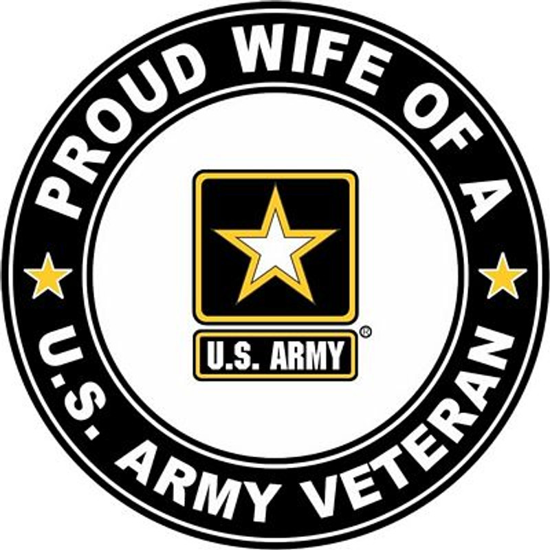 US ARMY VETERAN PROUD WIFE ROUND STICKER US ARMY VETERAN PROUD WIFE ROUND STICKER