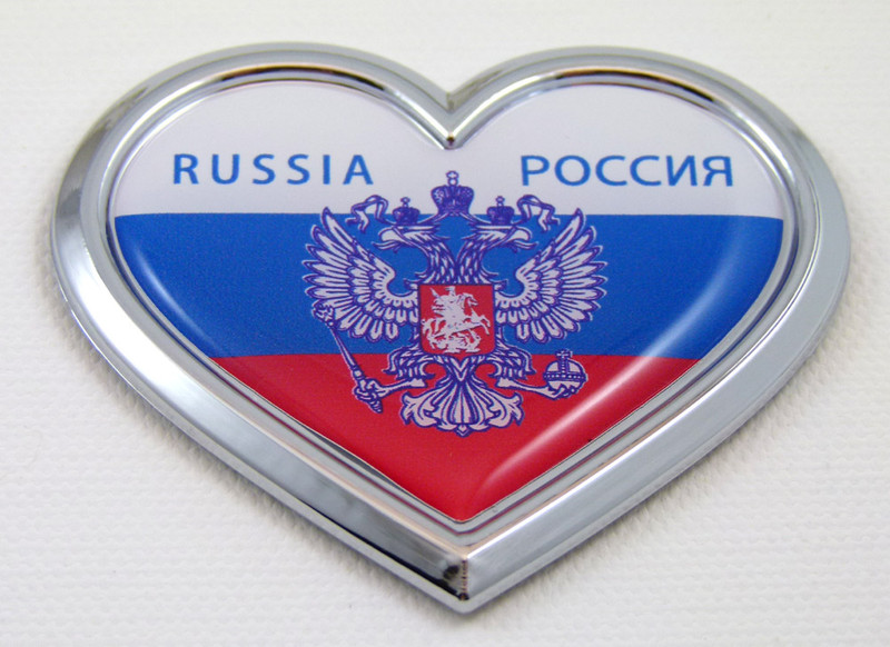 Russia Heart 3D Adhesive Chrome Emblem