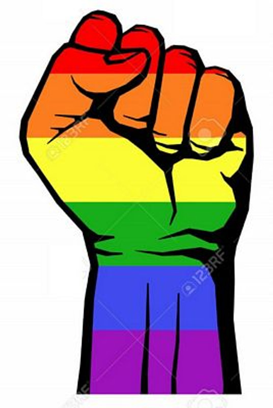 fight for gay lgbtq rights rainbow fist struggle for rights sticker