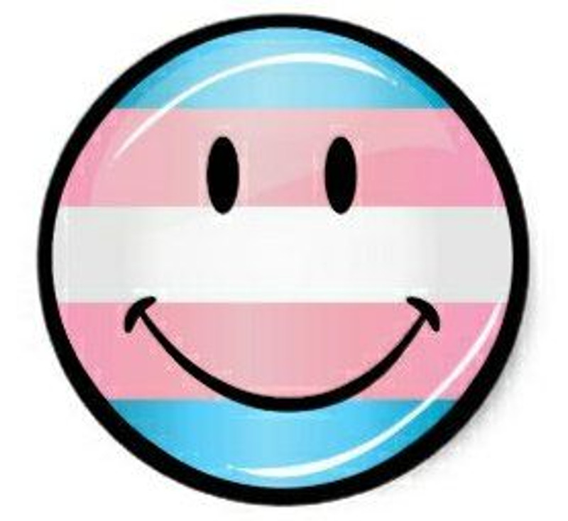 trans flag classic round smiley sticker