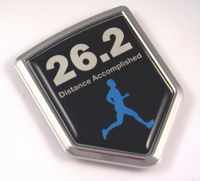 Distance Accomplished Man Shield 3D Running Chrome Emblem