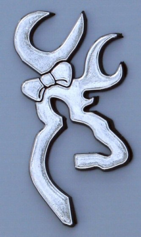 Deer Head with Bow Chrome Emblem