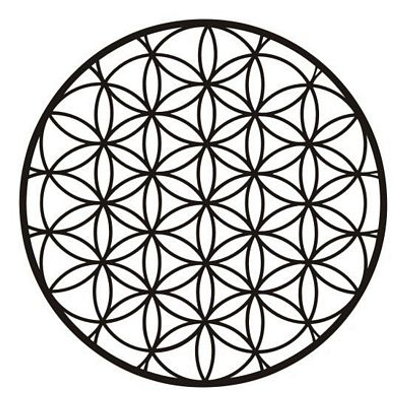 YOGA Flower of Life Circular B&W Sticker