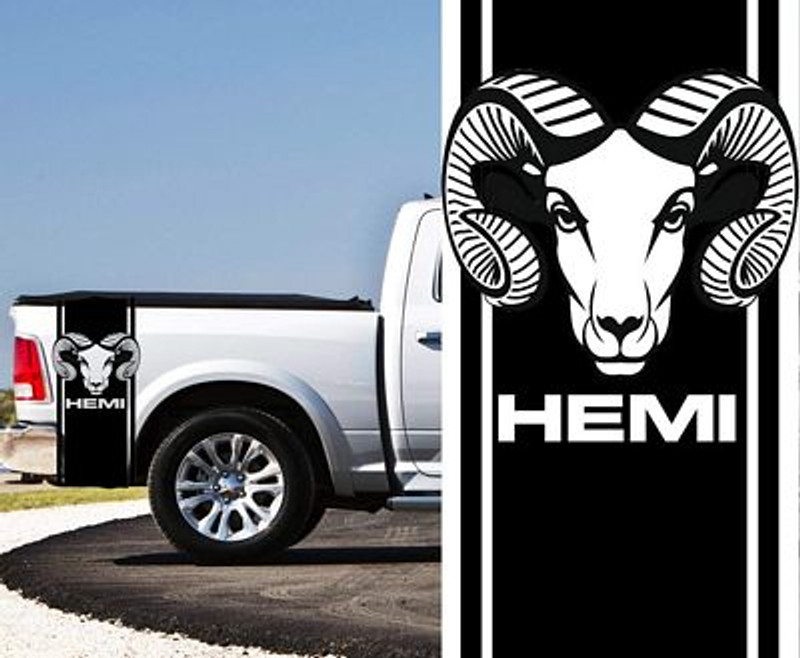 dodge ram head 2 HEMI vinyl graphic pickup combo kit