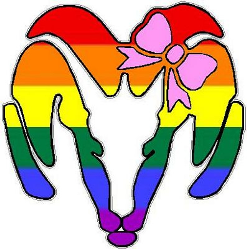 Dodge Ram Head with Bow Decal - PRIDE FLAG