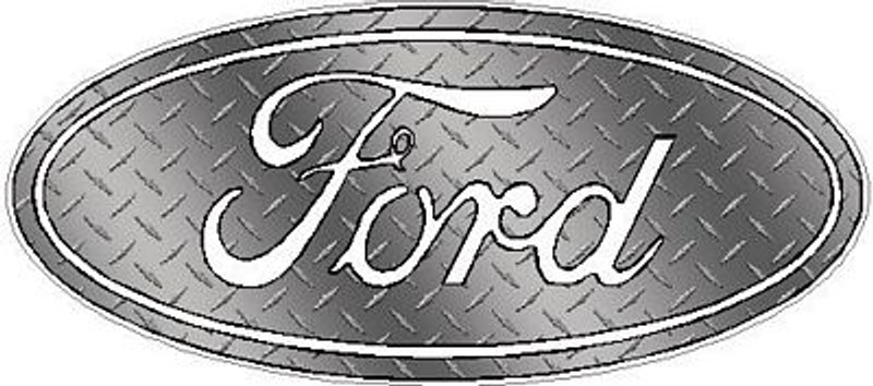 Ford Logo Decal Sticker - Diamond Plate SILVER