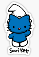 Hello Kitty Smurf Decal