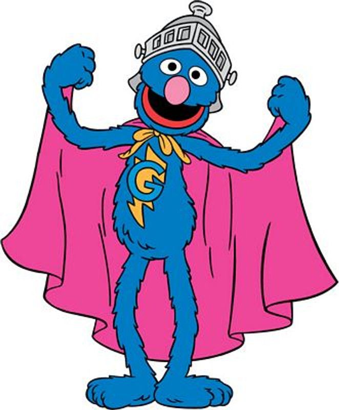 Super Grover standing pink cape