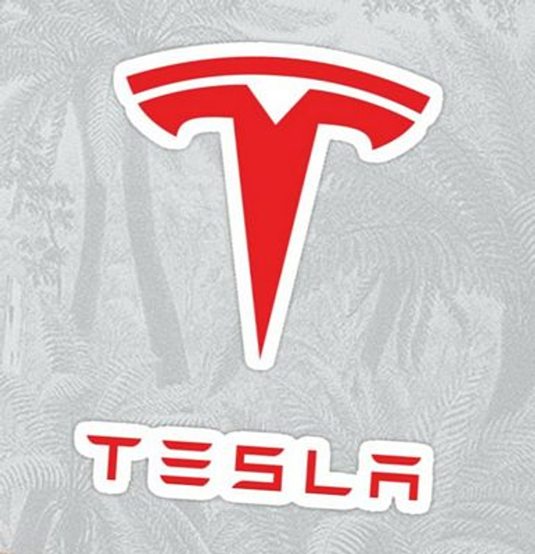 TESLA LOGO STICKER red and white