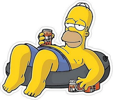 homer simpson POOL FLOAT DUFF BEER Sticker