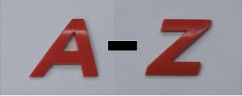 Style 2 RED Italic Block Letters A-Z 1.2"