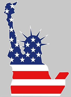 Lady Liberty Shaped USA Flag sticker