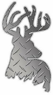 Deer Head Decal 44 - Daimondplate Silver