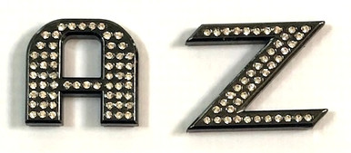 BLACK Crystal Chrome Letters A-Z 1.2"