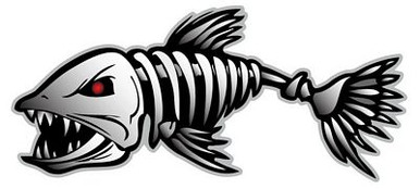 Skeleton Fish Boat Graphics LEFT