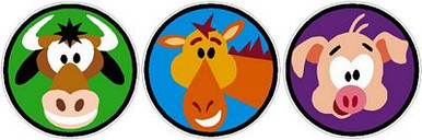 farm friends small round animal stickers
