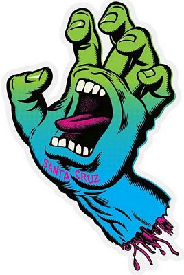 santa cruz neon hand sticker green blue fade STICKER