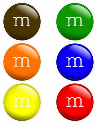 M&M small round sticker set 6