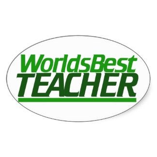 worlds best teacher oval sticker