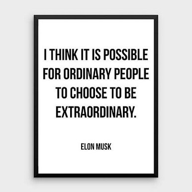 ELON QUOTE ORDINARY BE EXTRAORDINARY B&W ELON MUSK STICKER