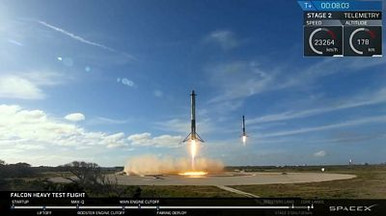 falcon heavy tesla roadster booster recovery spacex launch sticker
