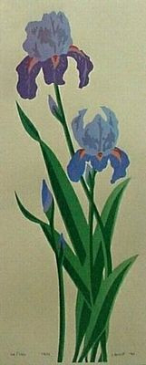 7x17 Iris Flower 2 Silk Screen Print